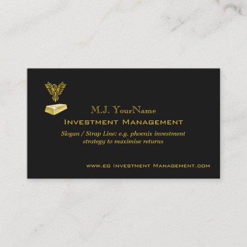 Investment Management luxury gold on black Phoenix Business Card