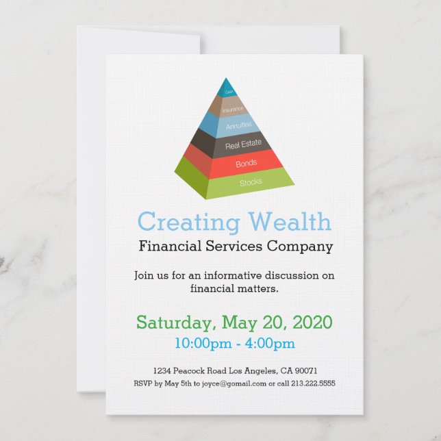 Investment Pyramid Chart Financial Invitation (Front)