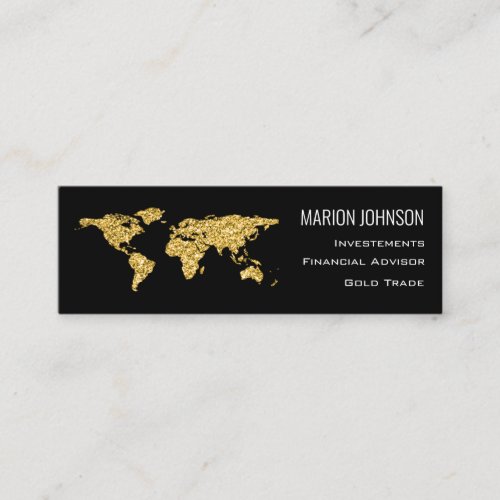 Investments Finance Advisor Analyst World Map Gold Mini Business Card