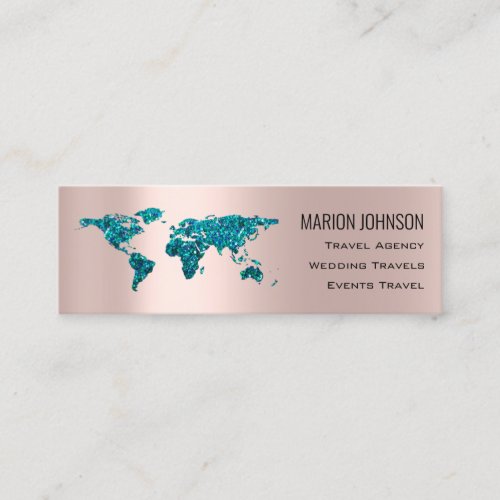 Investments Finance Traveling Blog World Map Gold Mini Business Card