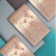 Investments Finance Wedding Travel World Rose Gold Business Card at Zazzle