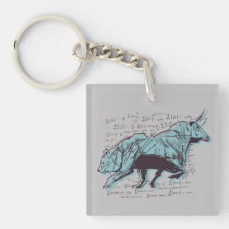 Investor Bull and Bear Stock Market Trading  Keychain