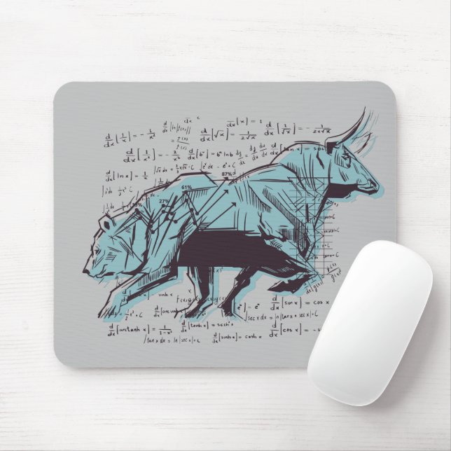 Investor Bull and Bear Stock Market Trading  Mouse Pad (With Mouse)