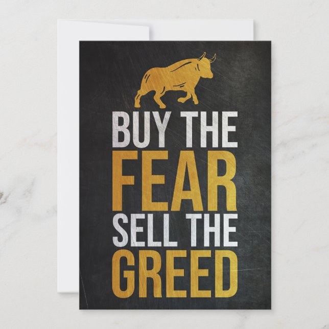 Investor Buy Fear Sell Greed Trader Invitation (Front)