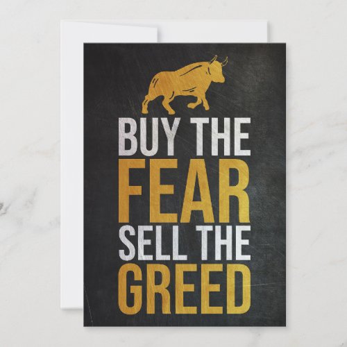 Investor Buy Fear Sell Greed Trader Invitation