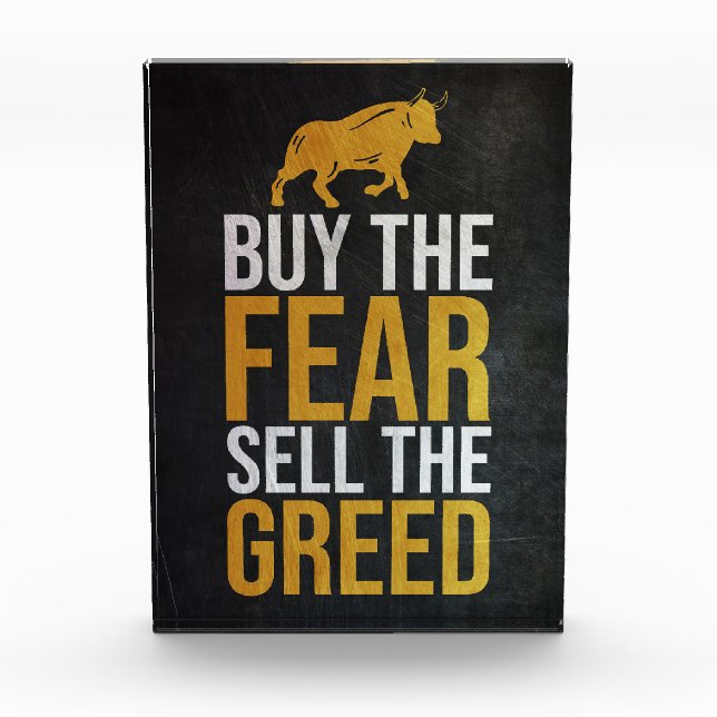 Investor Buy Fear Sell Greed Trader Photo Block (Front)