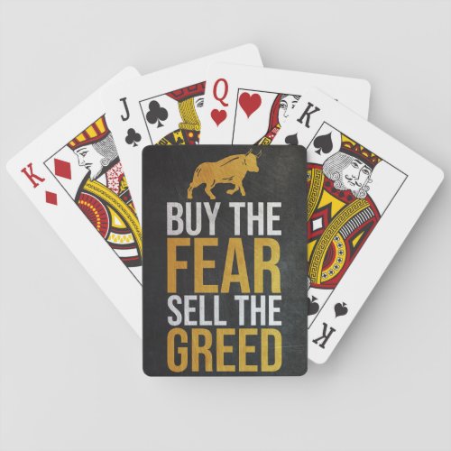 Investor Buy Fear Sell Greed Trader Playing Cards