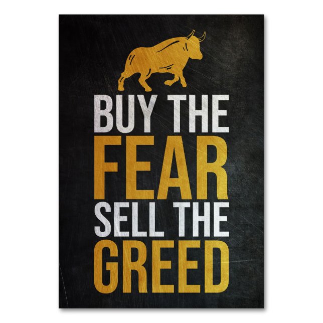 Investor Buy Fear Sell Greed Trader Table Number (Front)