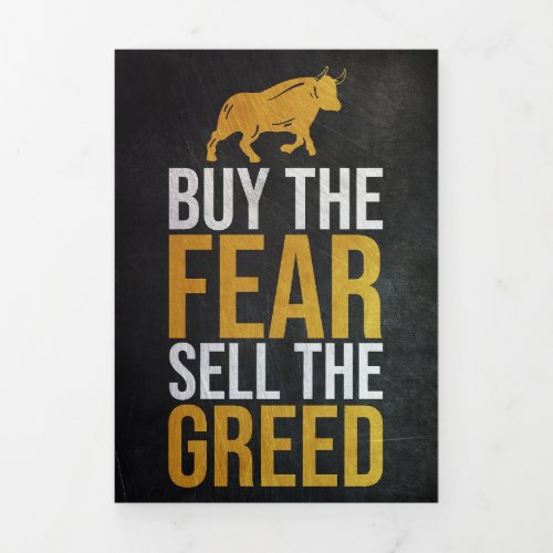 Investor Buy Fear Sell Greed Trader Tri_Fold Card