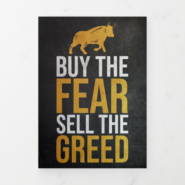 Investor Buy Fear Sell Greed Trader Tri-Fold Card (Cover)