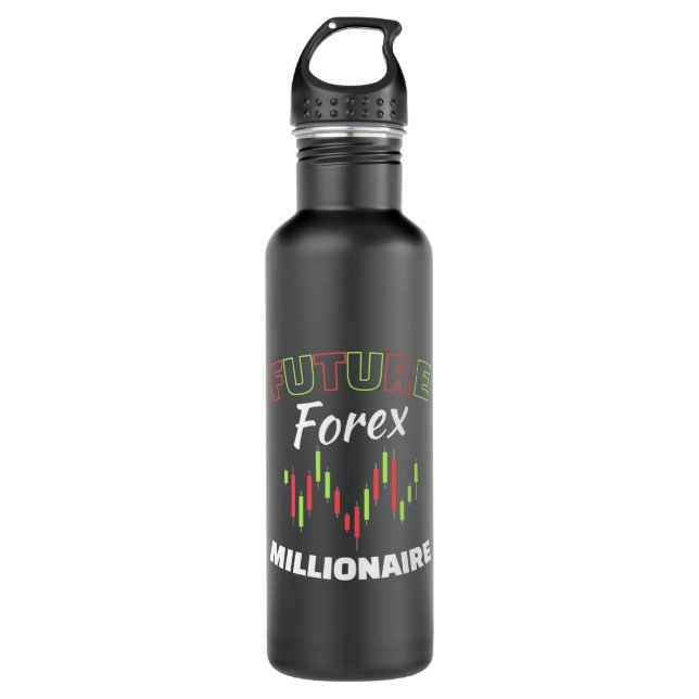 Investor Future Forex Millionaire Stainless Steel Water Bottle (Front)