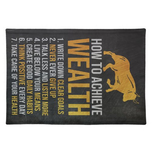 Investor How To Achieve Wealth Cloth Placemat