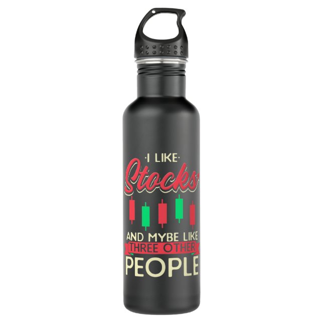 Investor I Like Stocks Stainless Steel Water Bottle (Front)