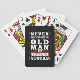 Investor Power Of A Old Man Who Trades Stocks Poker Cards