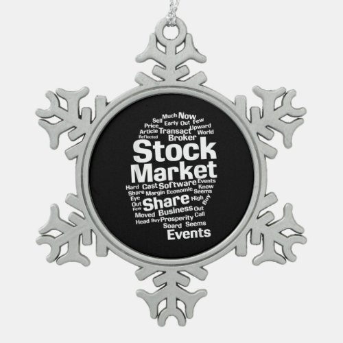 Investor Stock Market Words Head Snowflake Pewter Christmas Ornament