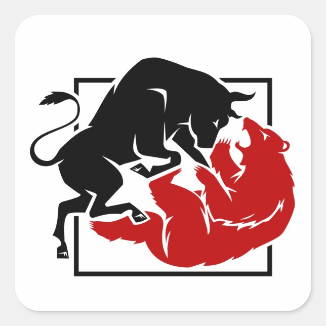 Investor Trading Bull and Bear Market Custom  Square Sticker (Front)