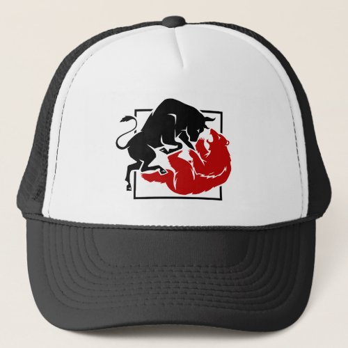 Investor Trading Bull and Bear Market Custom  Trucker Hat