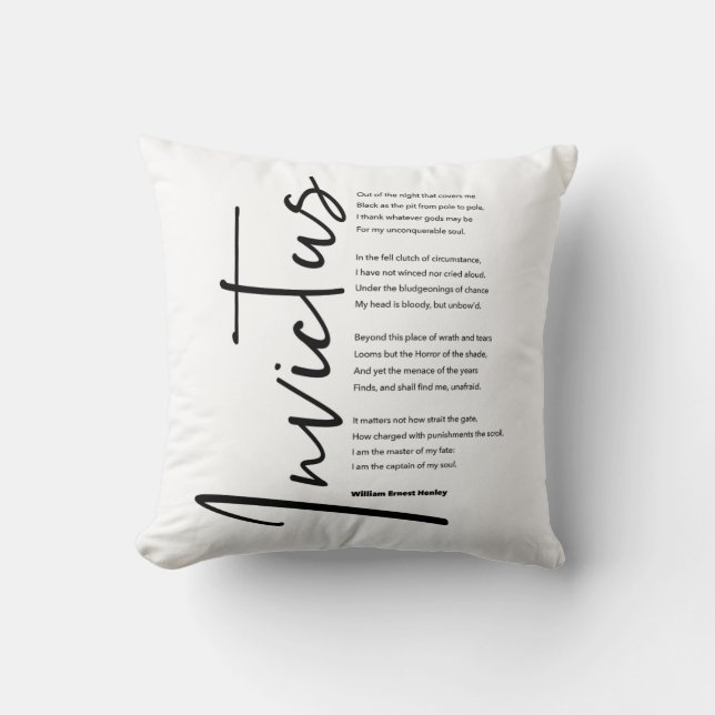 Invictus by William Earnest Henley Throw Pillow (Front)