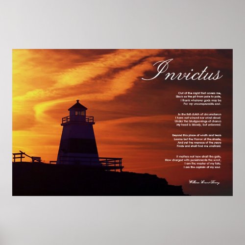 Invictus  Inspirational Poem  Canvas Poster