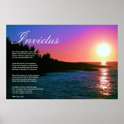 Invictus  Inspirational Poem  Canvas Poster