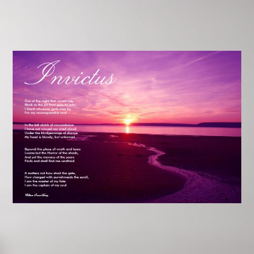 Invictus  Inspirational Poem Poster