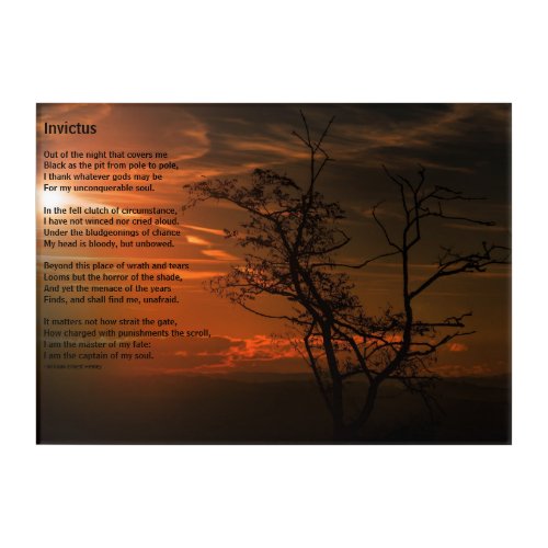 Invictus Poem A Will to Survive Acrylic Print