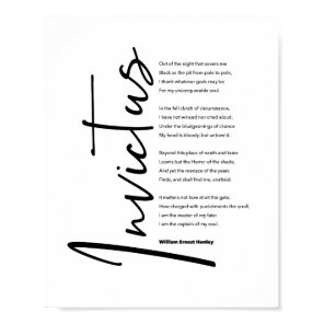 Invictus Poem by Henley in Modern Black Script Poster