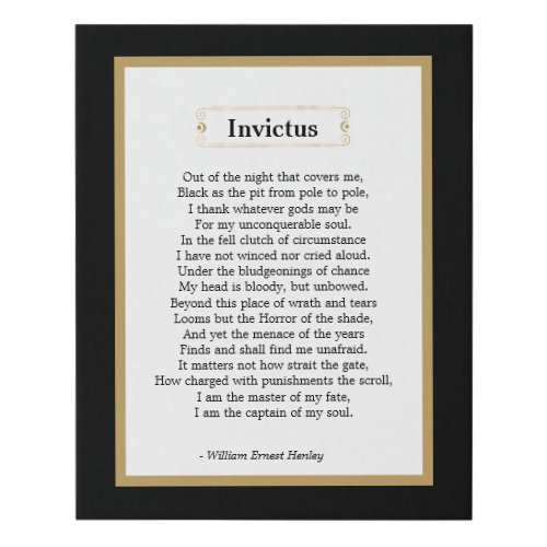 Invictus Poem Faux Canvas Print