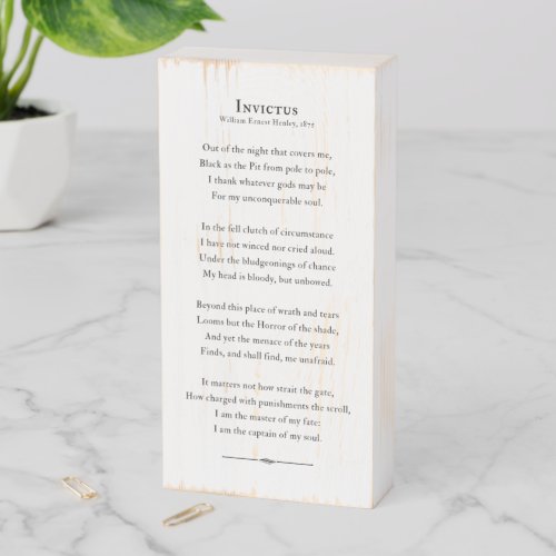 Invictus Poem Inspirational Poetry Wood Box Sign