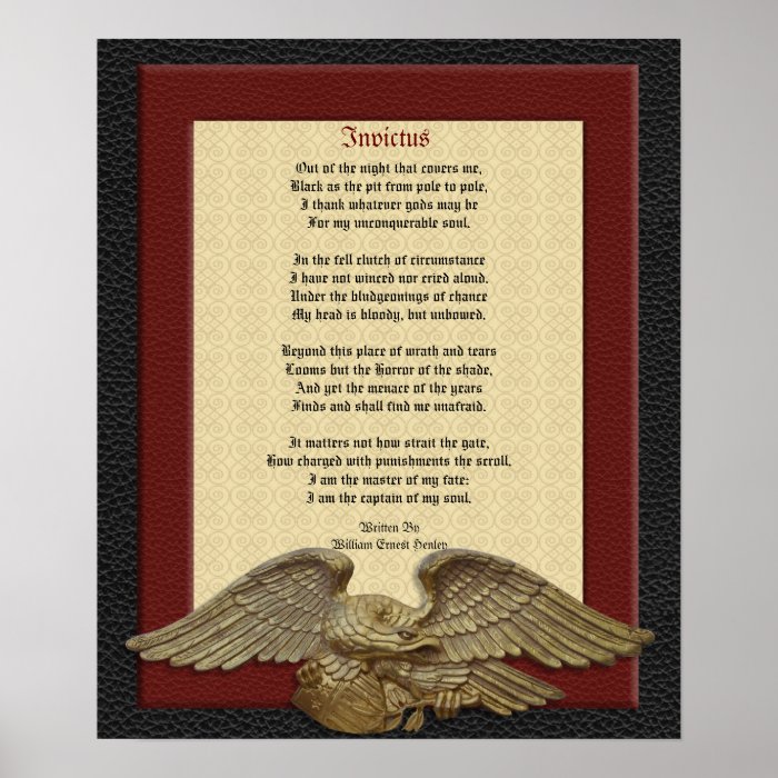 Invictus, poem leather with eagle posters