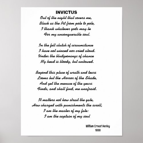  INVICTUS poem Poster