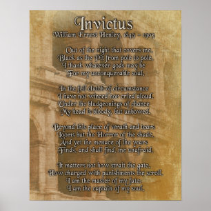 Invictus, prose on parchment look background poster