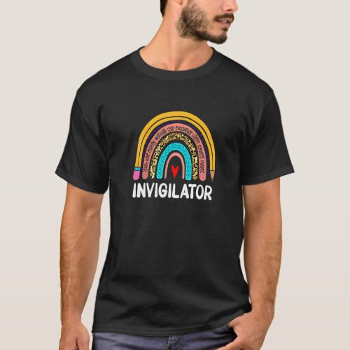 Invigilator Leopard Rainbow Back To School Invigil T_Shirt