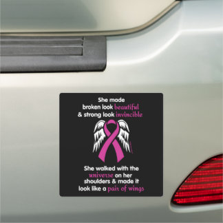 Invincible/Her...Breast Cancer Car Magnet