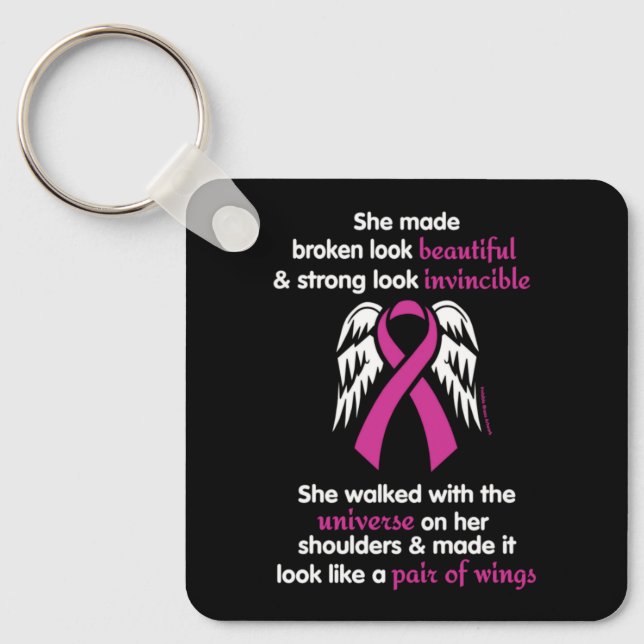 Invincible/Her...Breast Cancer Keychain (Front)