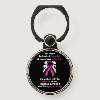 Invincible/Her...Breast Cancer Phone Ring Stand