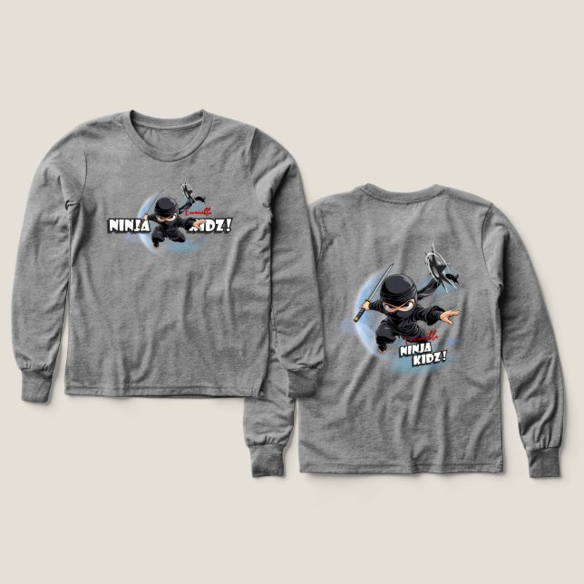 Invincible Ninja Kidz | Kids Tri-blend Long Sleeve Tri-Blend Shirts (Design Front & Back)