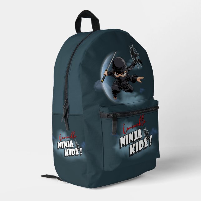 Invincible Ninja Kidz | Printed Backpack (Back Corner Left)