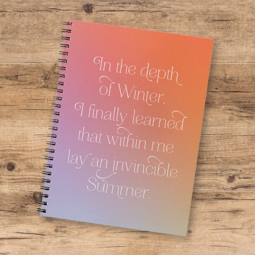 Invincible Summer Inspirational Quote Notebook