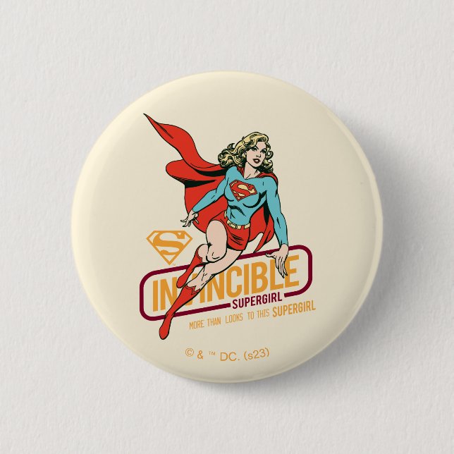 Invincible Supergirl Retro Graphic Button (Front)