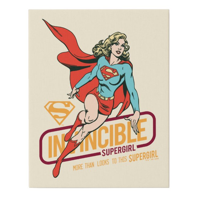 Invincible Supergirl Retro Graphic Faux Canvas Print (Front)