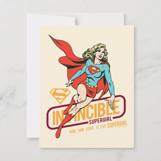 Invincible Supergirl Retro Graphic Note Card (Front)