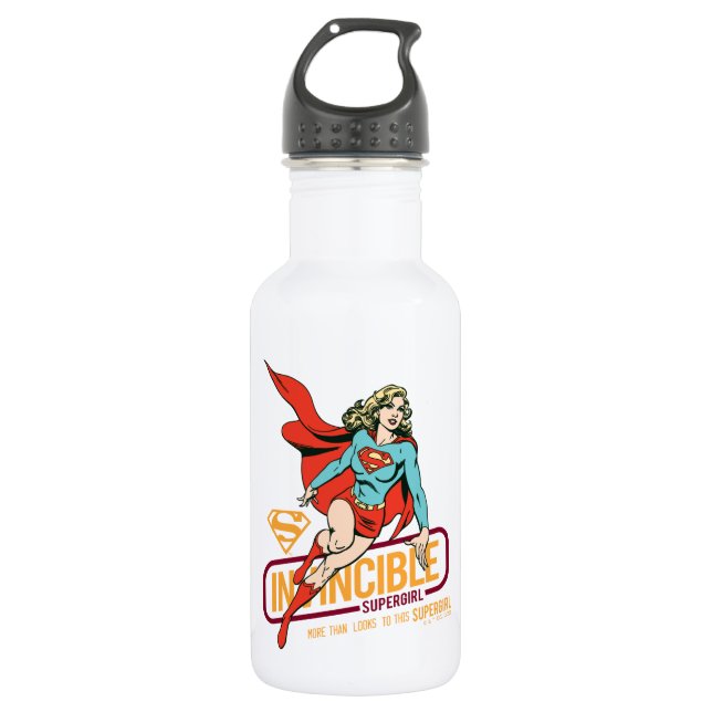 Invincible Supergirl Retro Graphic Stainless Steel Water Bottle (Front)
