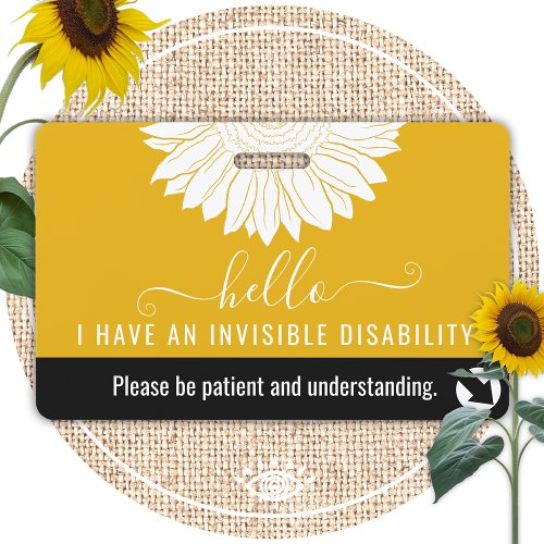 invisible disability awareness and emergency  badge