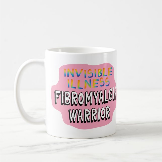 Invisible Illness Fibromyalgia Warrior Rainbow Awa Coffee Mug (Left)