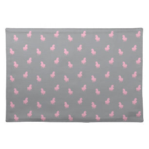 Invisible Pink Unicorn on Gray Cloth Placemat