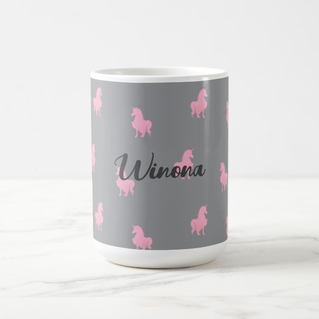 Invisible Pink Unicorn on Gray Coffee Mug (Center)
