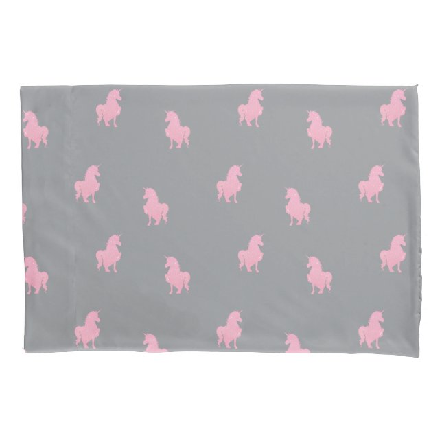 Invisible Pink Unicorn on Gray Pillow Case (Front)