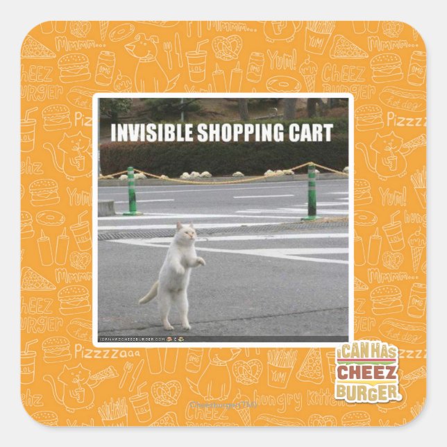 INVISIBLE SHOPPING CART SQUARE STICKER (Front)