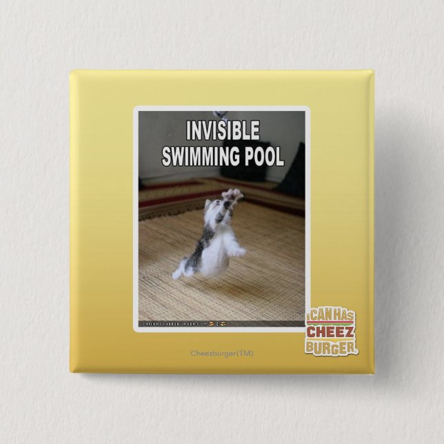 Invisible Swimming Pool Pinback Button (Front)